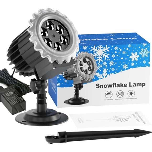 Christmas Snowflake LED Projector Lights-Waterproof Outdoor/Indoor Holiday Decor - Picture 6 of 7